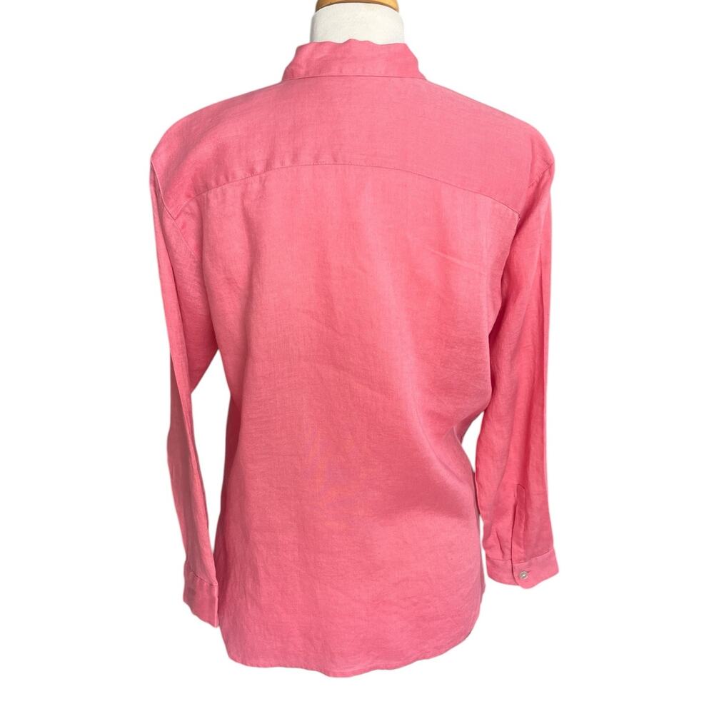 J. Jill Linen Shirt Button Collar Pink Boho Lagenlook Cottagecore Minimalist XS - Picture 2 of 12